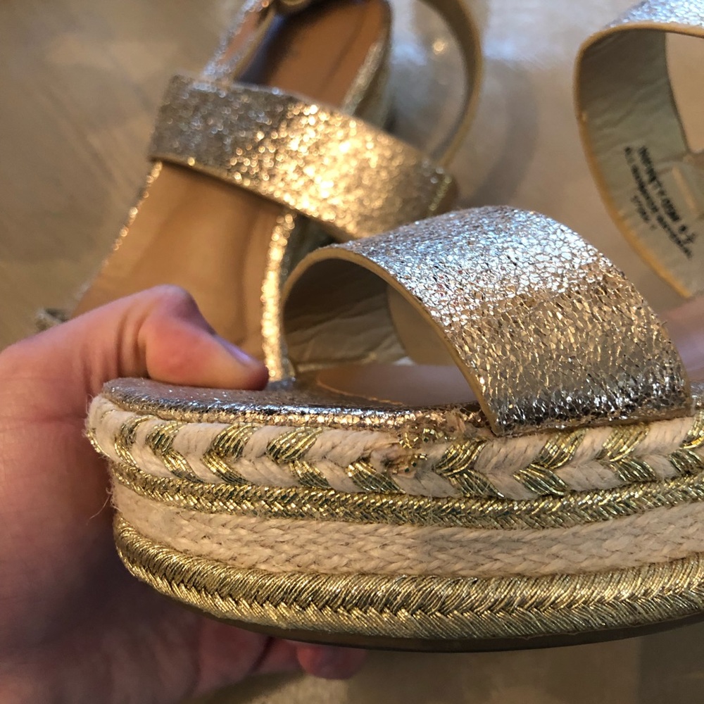 Gold wedge espadrilles